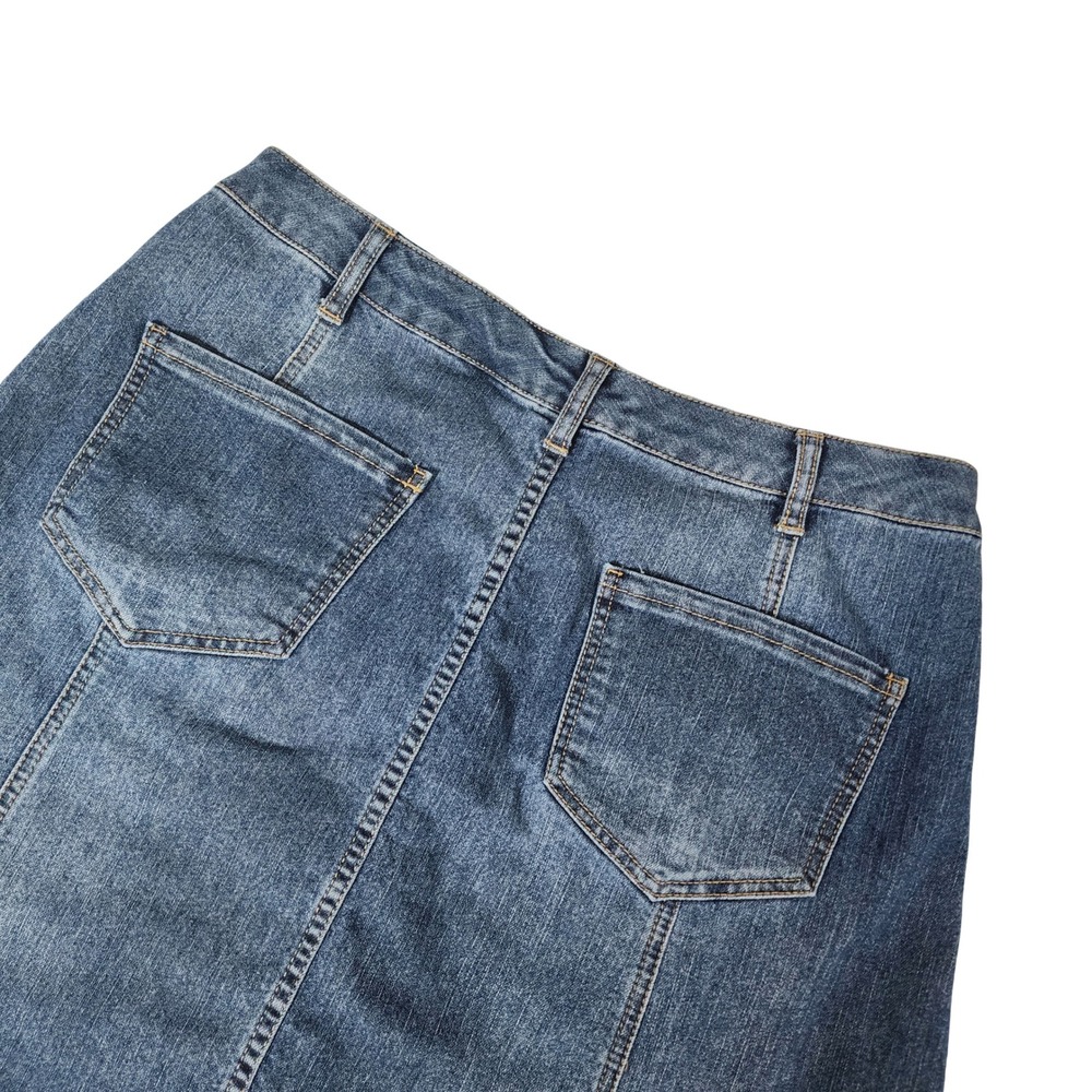 Faded Glory Womens Blue Denim Button Front Mini Skirt Size L 12-14 High Waisted - Picture 7 of 8